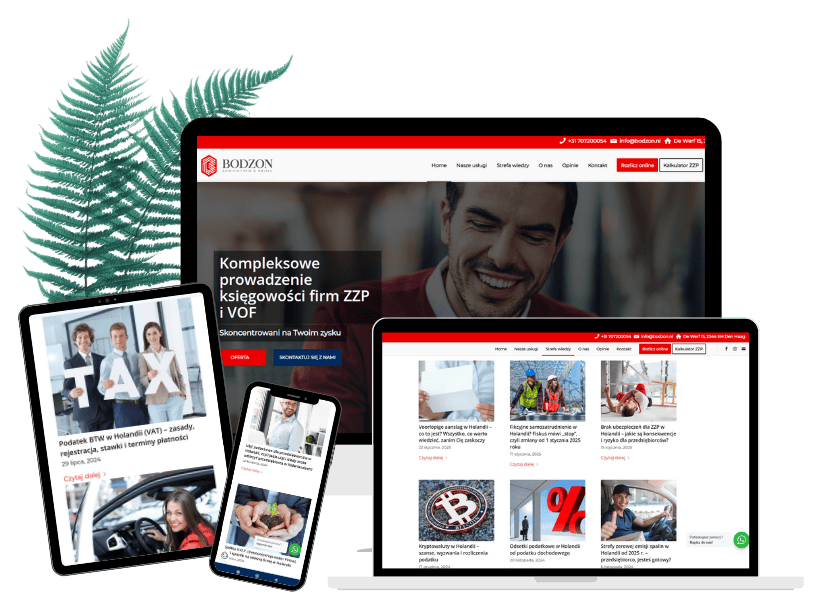 Mockup strony biura księgowego, na którą Magdalena Kotara napisała artykuły na bloga, czyli portfolio copywritera.