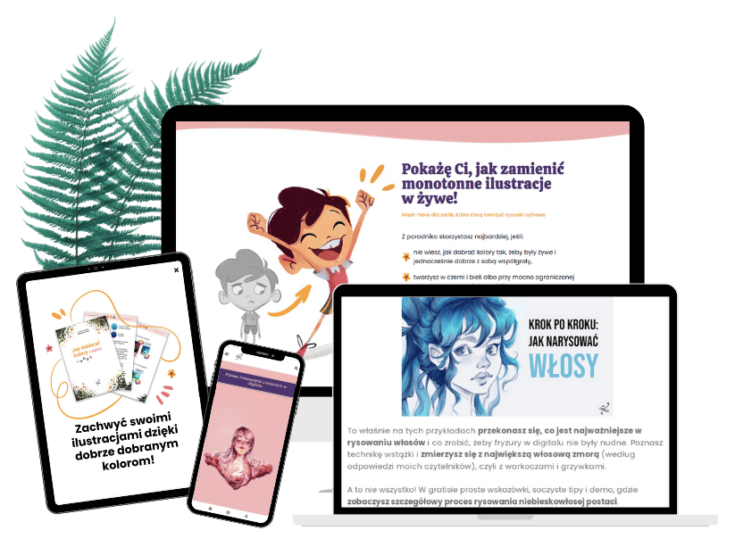 Mockup newsletterów dla grafików i ilustratorów, których treści przygotowała Magdalena Kotara, czyli portfolio copywriterki.