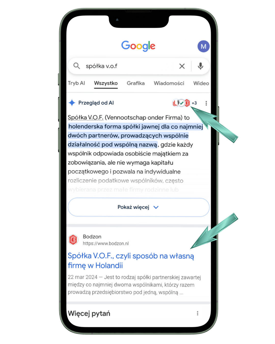 Biuro księgowe Bodzon i jego artykuł na blogu w wynikach wyszukiwania Google w TOP3.