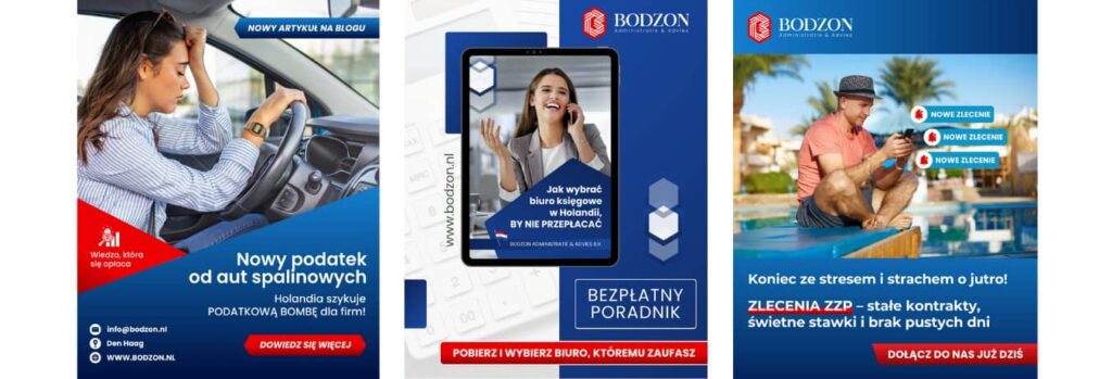 Portfolio graficzne – Magdalena Kotara – grafiki do mediów społecznościowych dla biura księgowego w Holandii.