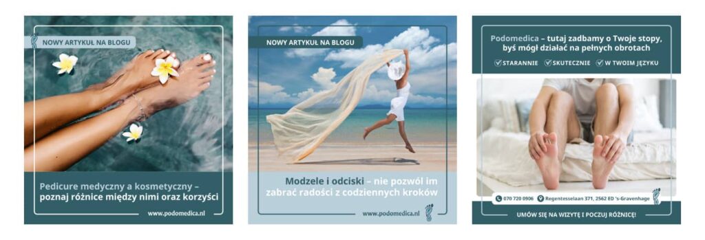 Portfolio graficzne – Magdalena Kotara – grafiki do social mediów dla gabinetu podologicznego.