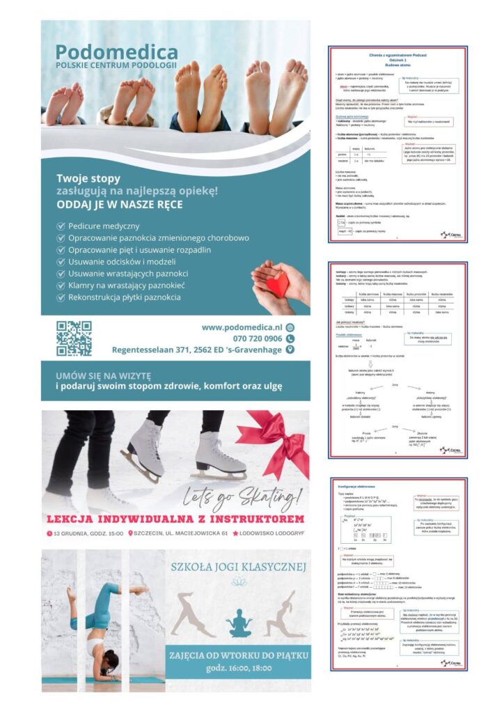 Portfolio graficzne – Magdalena Kotara – grafiki do druku (roll-up i dwustronna ulotka).