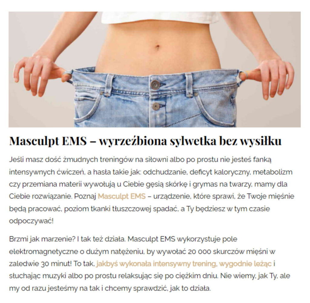 Fragment zoptymalizowanych pod SEO treści na blogu eksperckim dla salonu kosmetycznego, czyli portfolio Magdaleny Kotary.